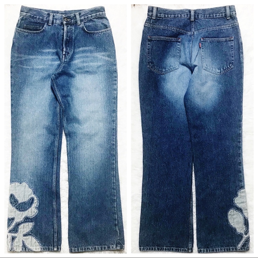 OILILY VTG HR Flare Floral Denim Patchwork Jeans
